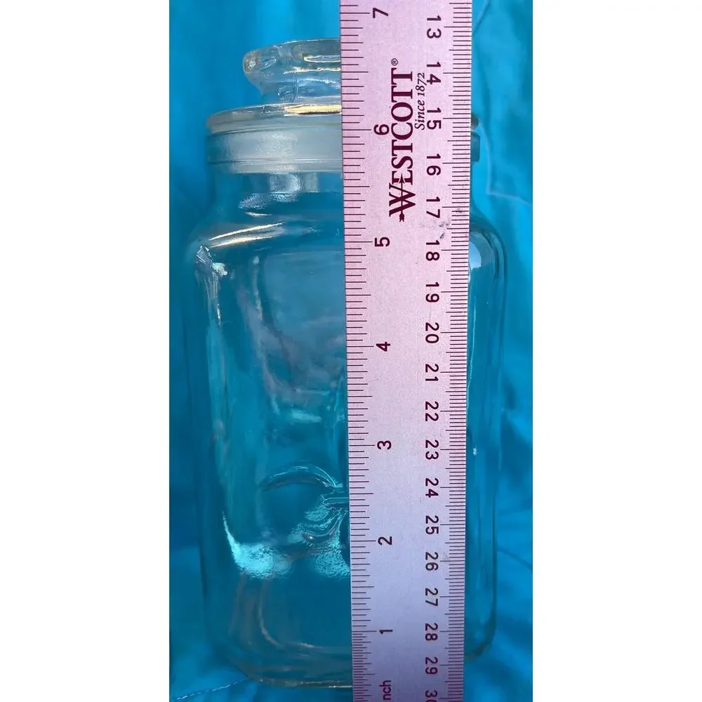 Anchor Hocking Fleur De Lis Glass Apothecary Jar Canister 7”x 3.5” Vintage